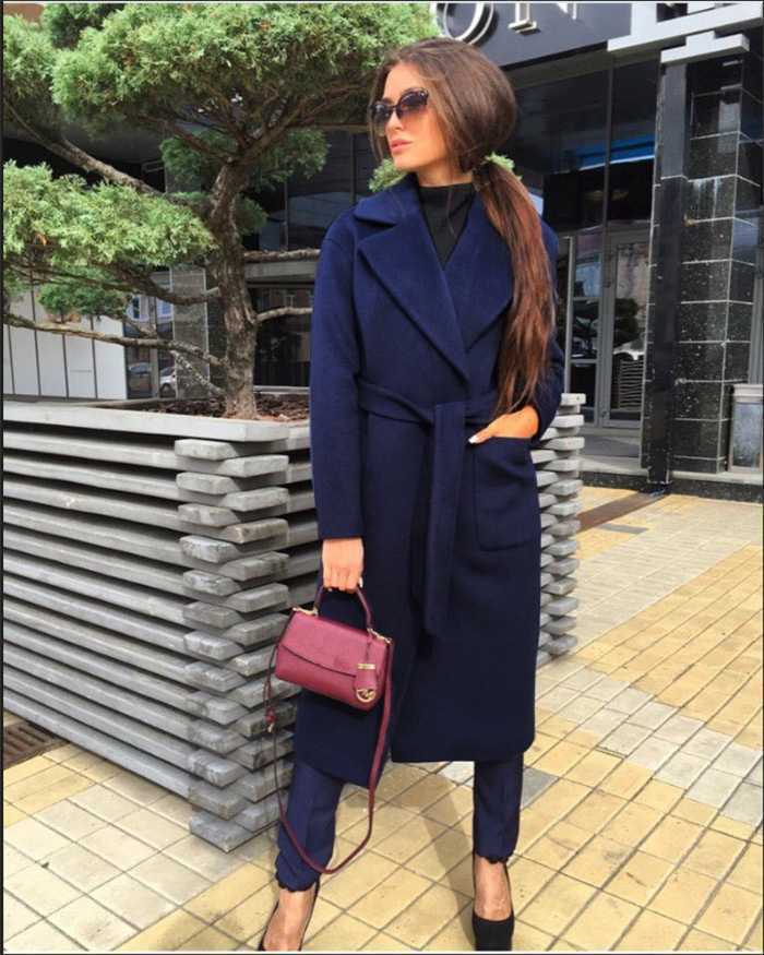 Lapel tie women woolen coat