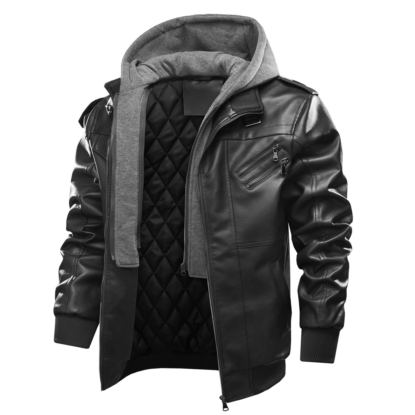 Men's Casual Foreign Trade Motorcycle PU Leather Jacket