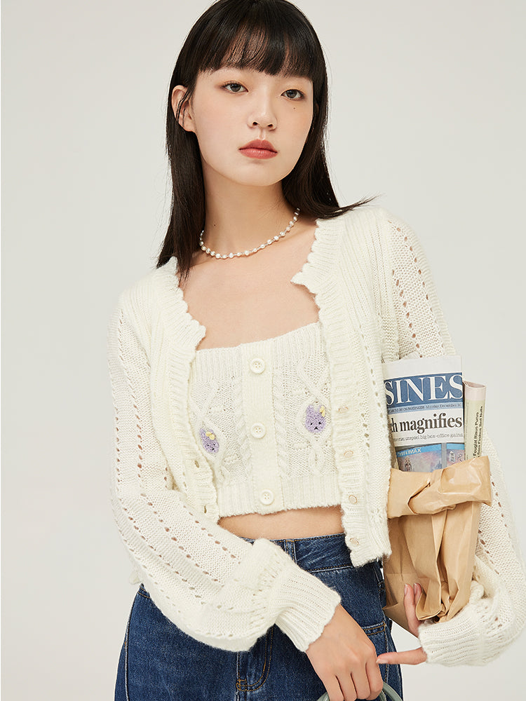 Two-piece Knitted Cardigan Women's Autumn Sling