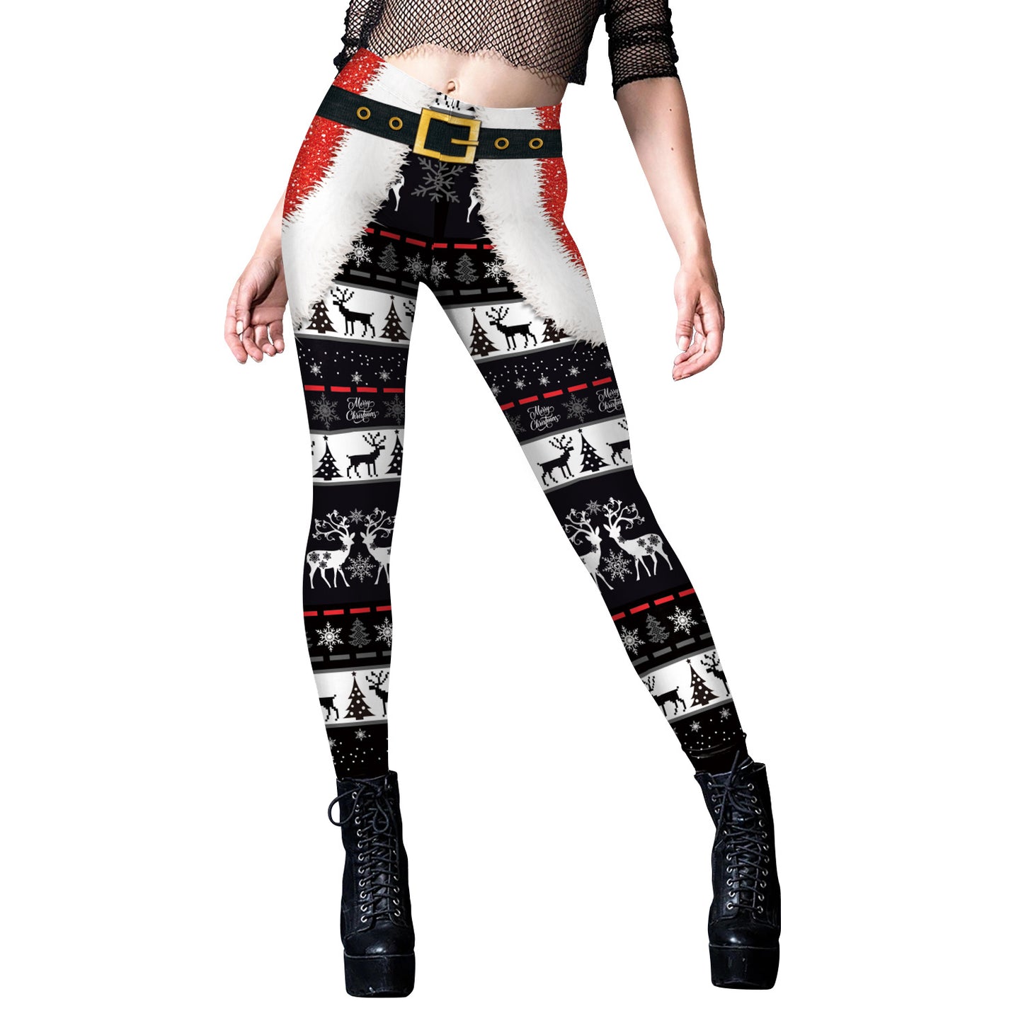 Digital Printing Pants Christmas New Style Elastic Women