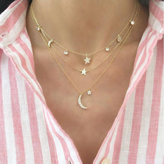 Multilayer Trend Elegant Jewelry Long Snake Chain Crystal