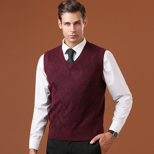 Diamond sleeveless cardigan vest men