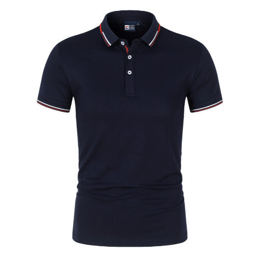 Plain Standing Collar Solid Color Men's Polo Shirt