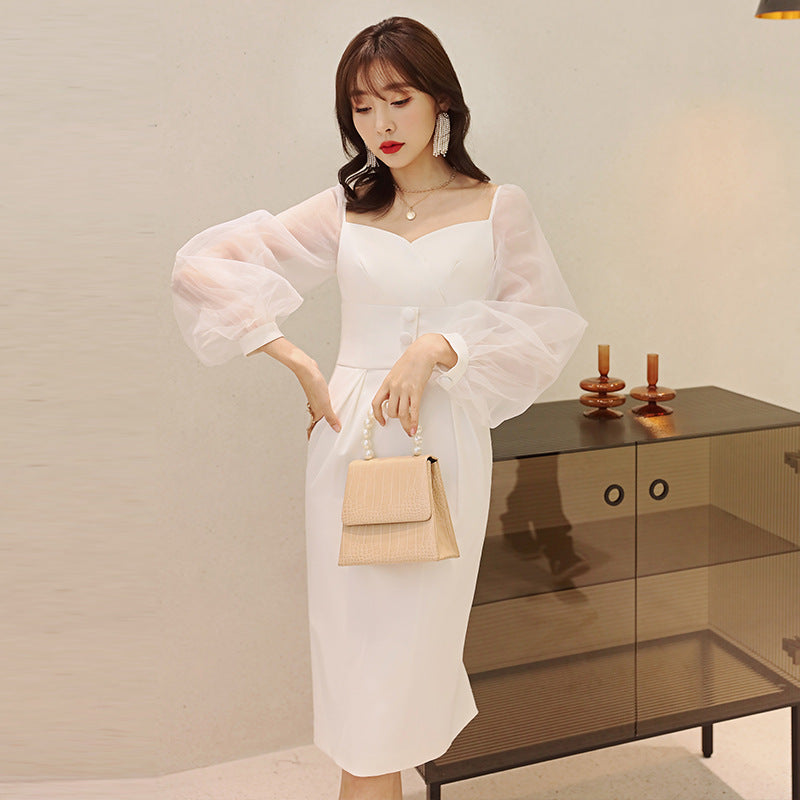 Lady dating perspective puff sleeve dress