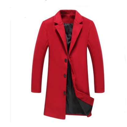 Mens Solid Color Casual Business Woolen Coats