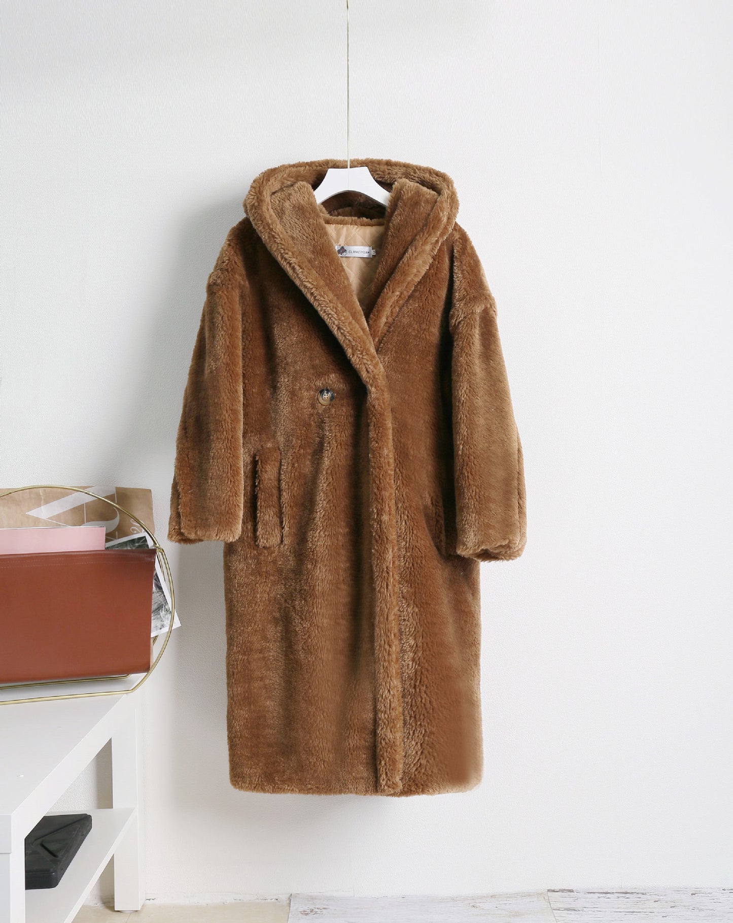 Teddy bear cashmere coat women