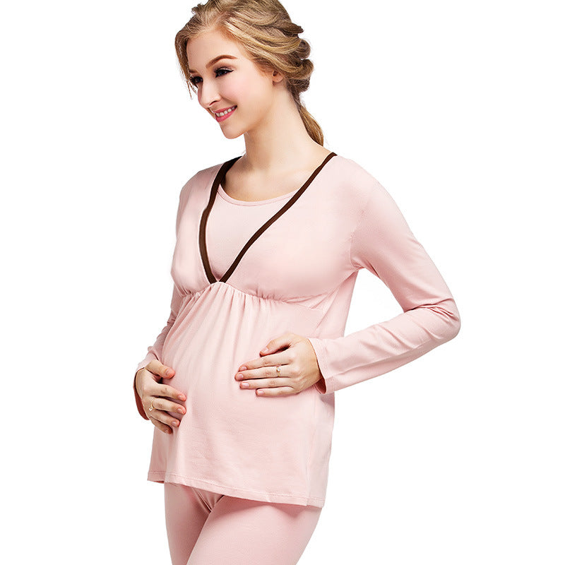 Enjoy the winter pregnant pregnant women pregnant women suit long johns lactation clothes suit feeding pajamas Home Furnishing confinement suit