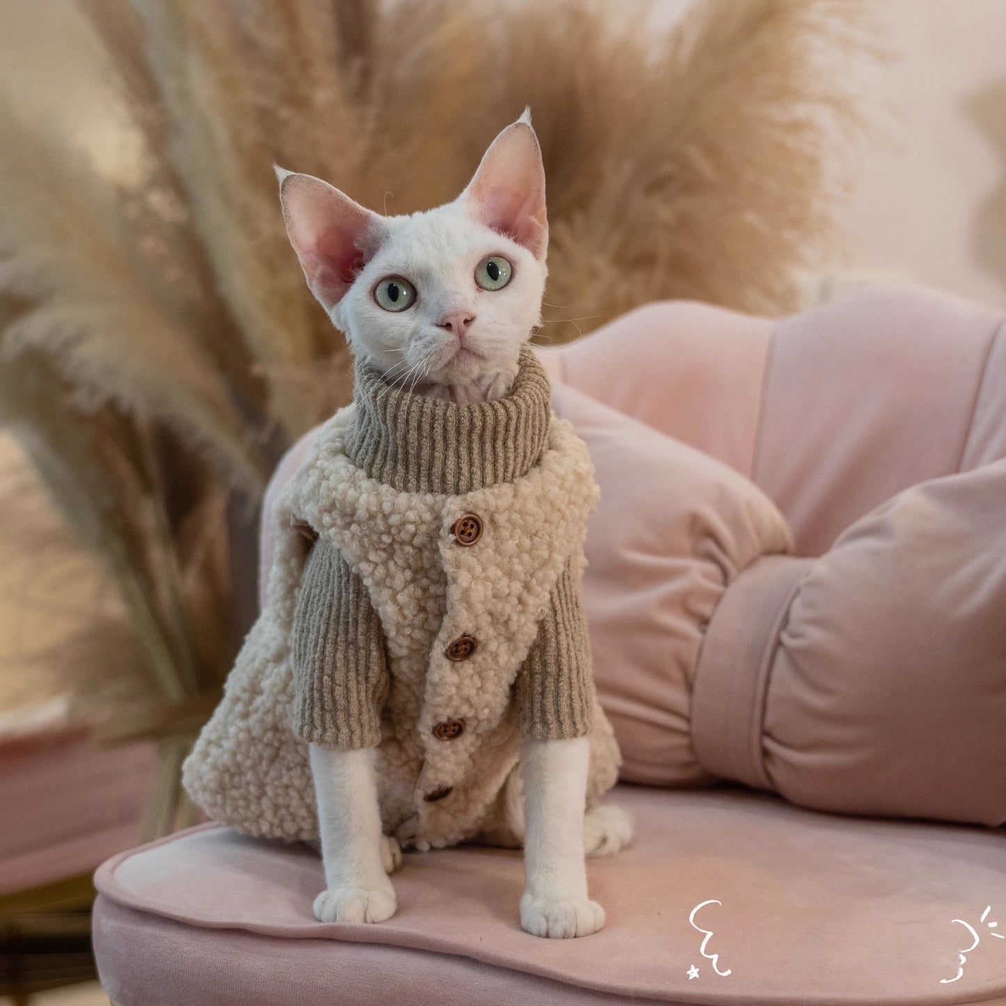Super Cute Plush Cat Clothes Lambswool Buckle Vest