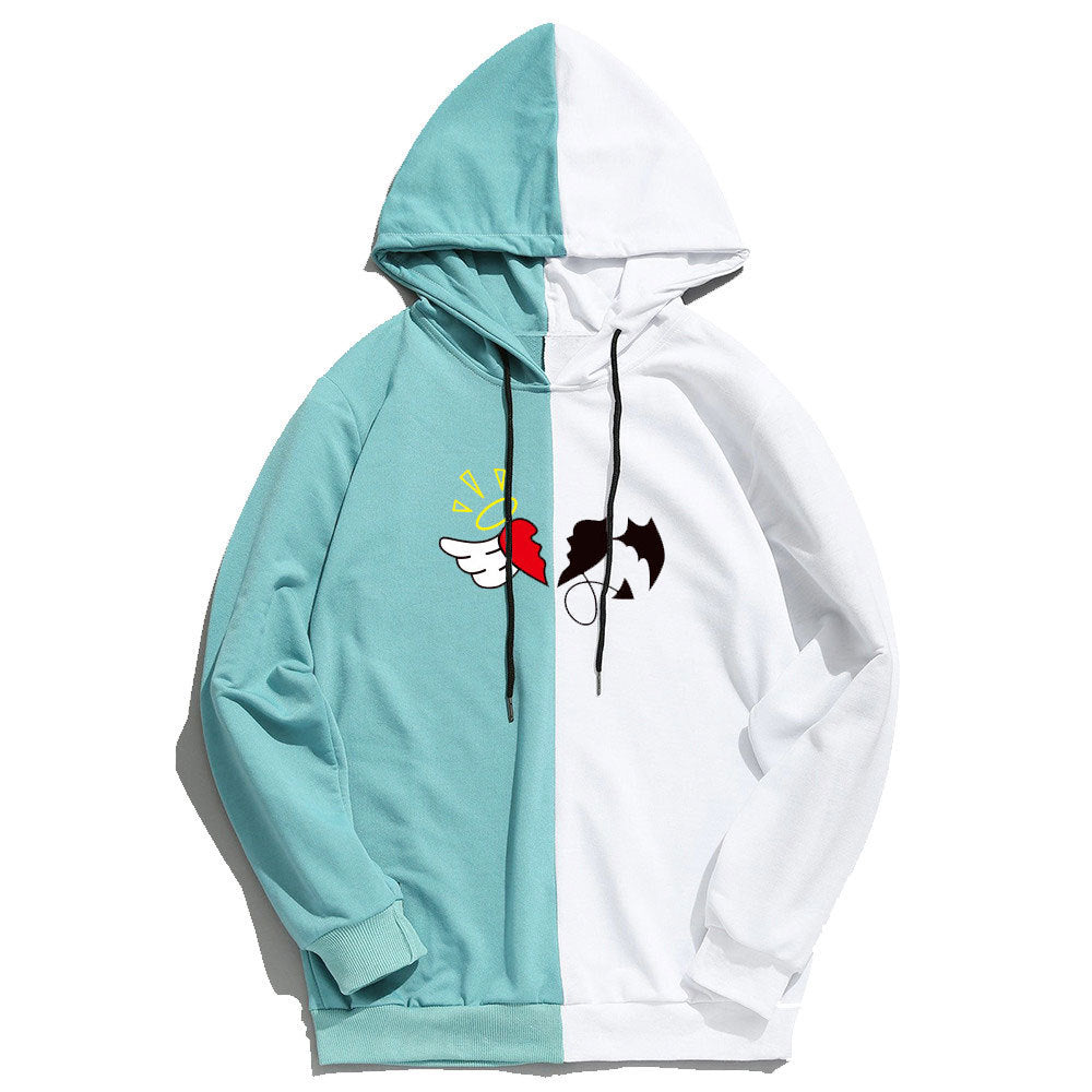 European And American New Stitching Two-color Hoodie Thin Men And Women Lazy Style Sweatshirt