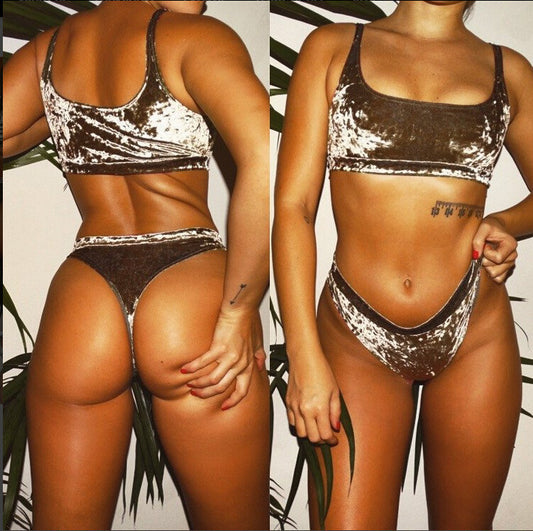 2021 aliexpress sellers XL two piece swimsuit bikinis velvet suit