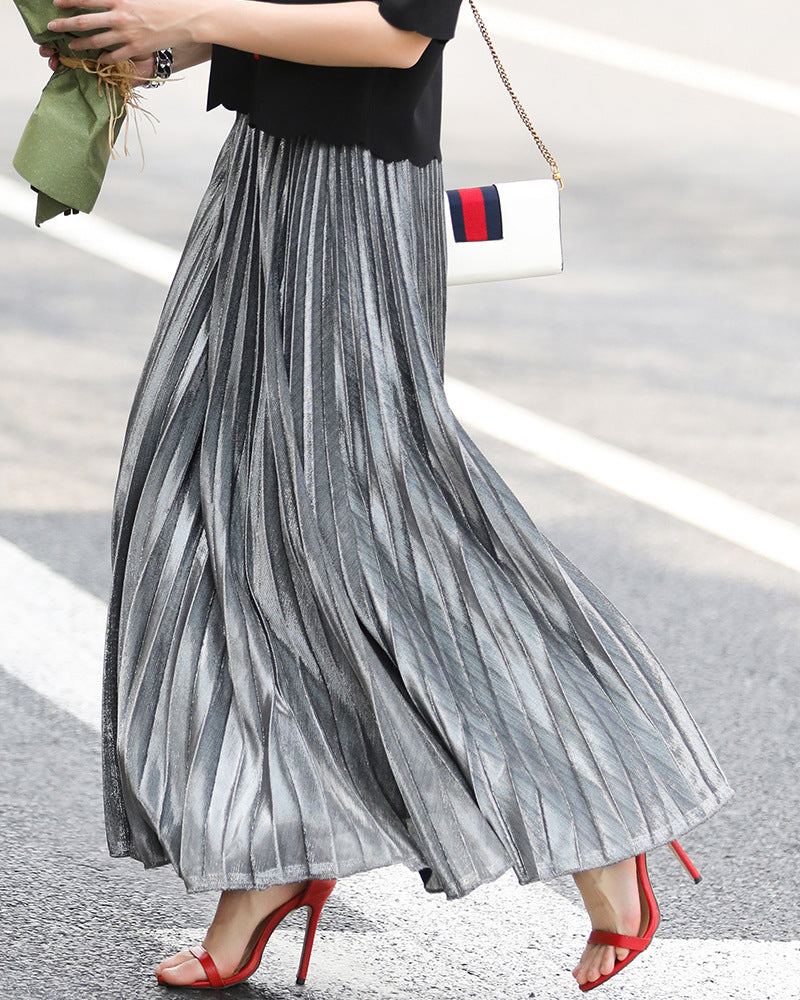 New Pleated Skirt Long Skirt