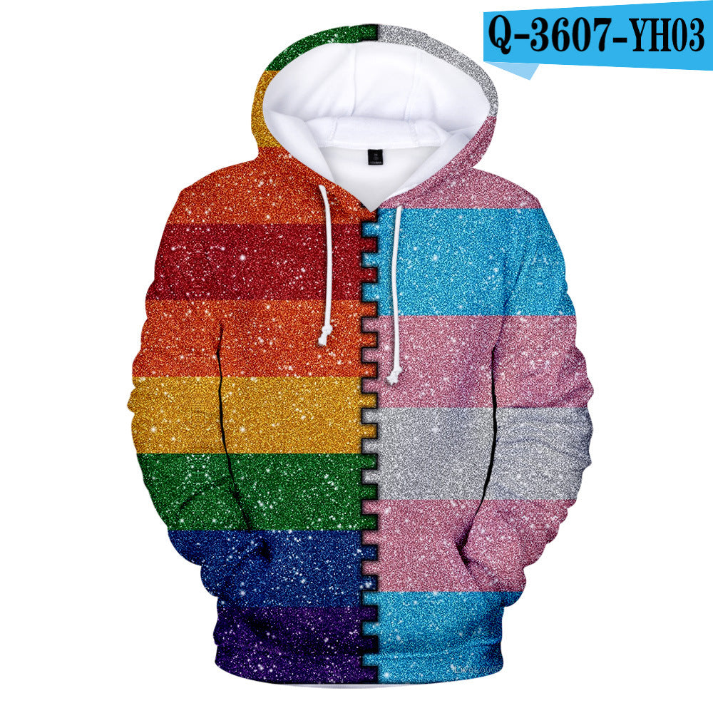 Gay Day Parade Leisure 3D Digital Printing Pullover Hoodie Men And Women