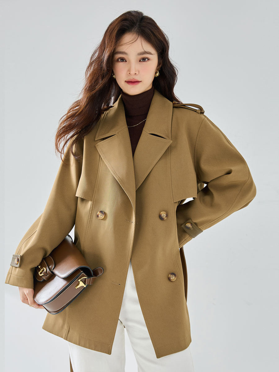 New Casual Elegant Elegant Short Trench Coat Women