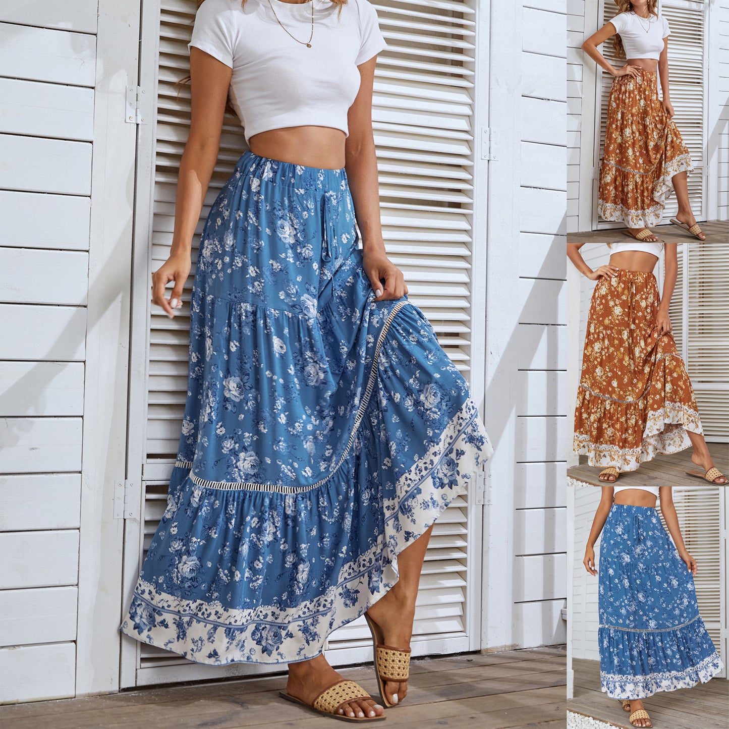 Bohemian Vacation Skirt Ruffled Big Hem Skirt