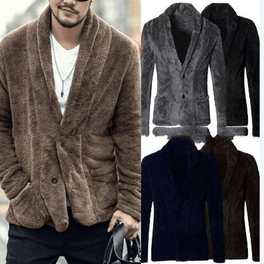 Men's Europe And America Warm Woolen Double Faced Velvet Coat