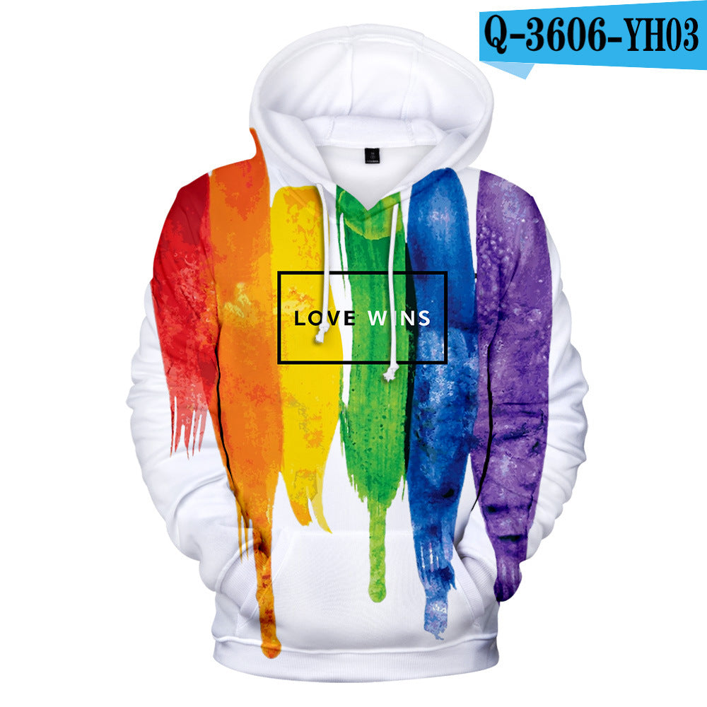 Gay Day Parade Leisure 3D Digital Printing Pullover Hoodie Men And Women