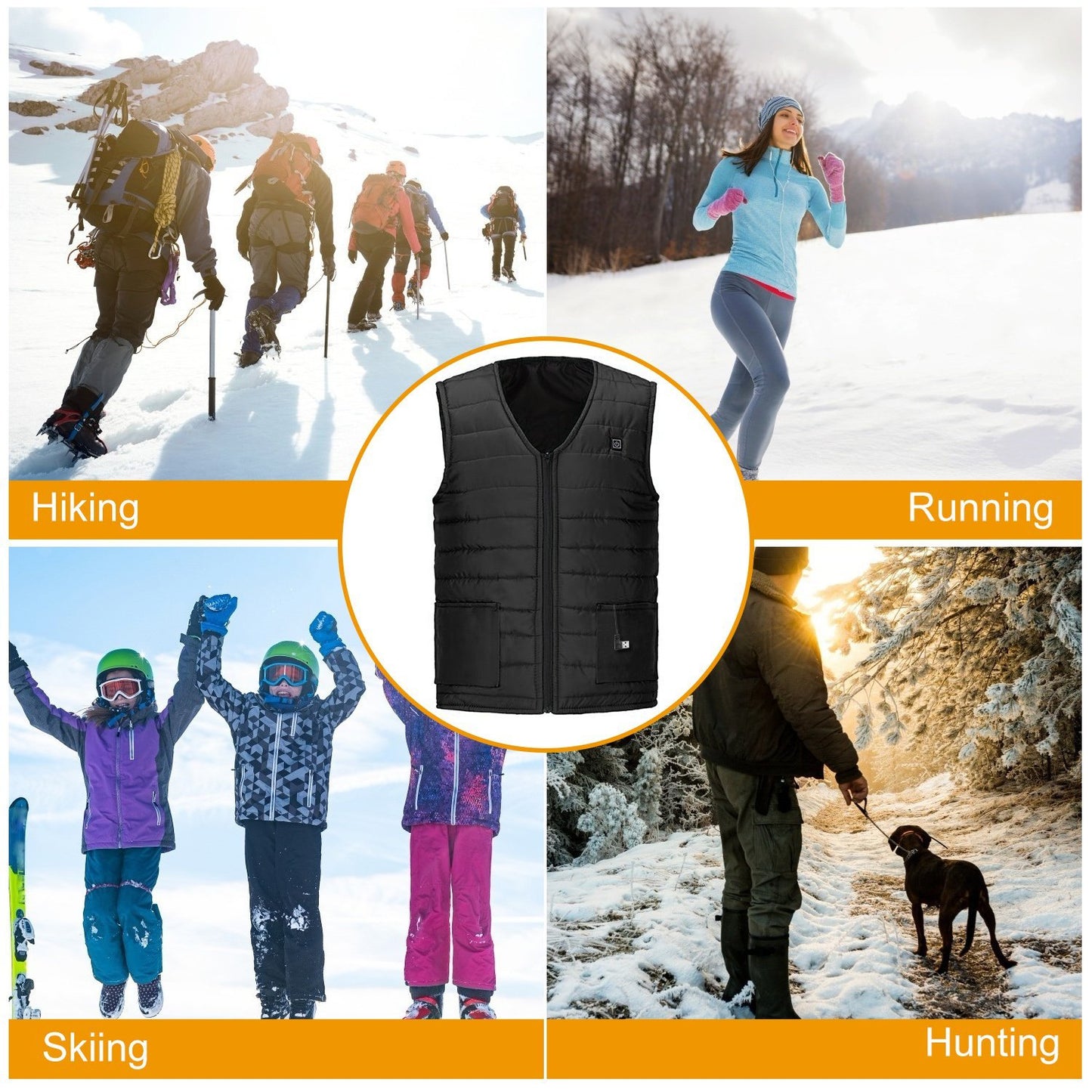 1Pc Heat Jacket Vest 3 Heating Gear Adjustable USB Heated Vest Warm Heat Coat Vest With 10 Heating Pads For Men Women Winter Outdoor Activity