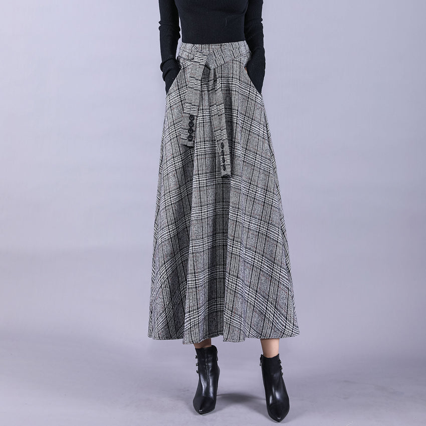 British style skirt high waist long skirt