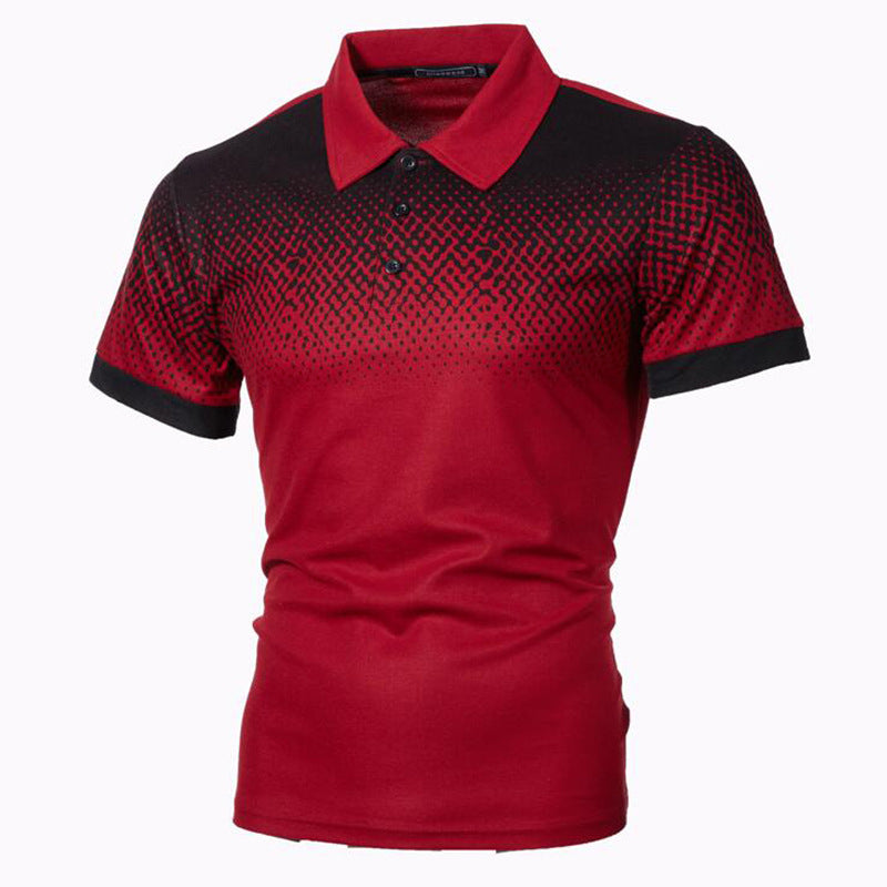 Men's gradient 3D printed polo T-shirt