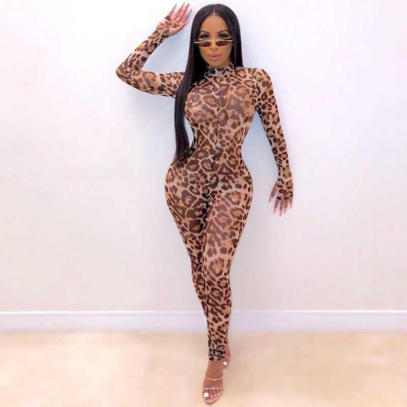 Leopard Print Jumpsuit Slim Fit Sexy Leggings Ladies Jumpsuit Women