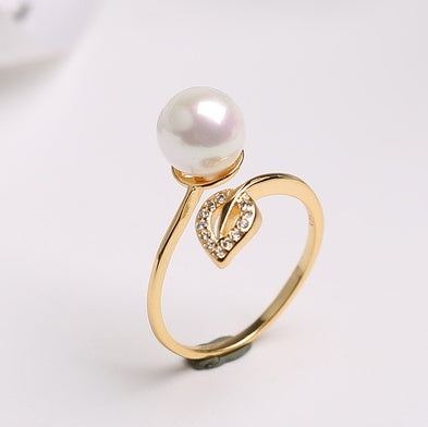 Pearl Ring women''s single opening adjustable ring