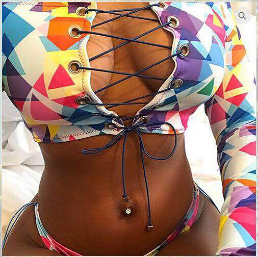 Amazon's new digital printing multi-color long sleeved collar chest strap shorts suit 16314 bikinis