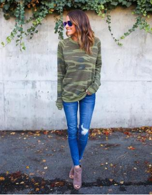 Women's Camouflage Sweater Long Sleeve Casual Jacket