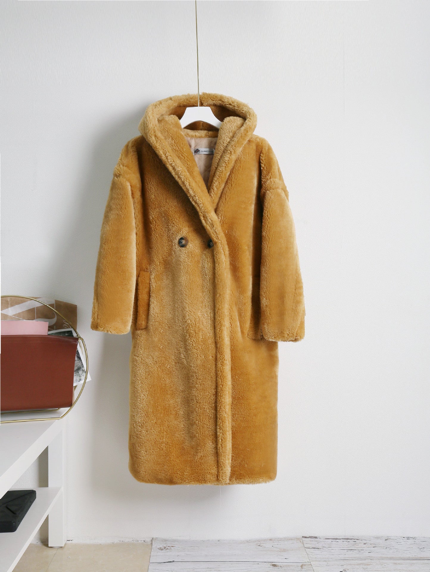 Teddy bear cashmere coat women