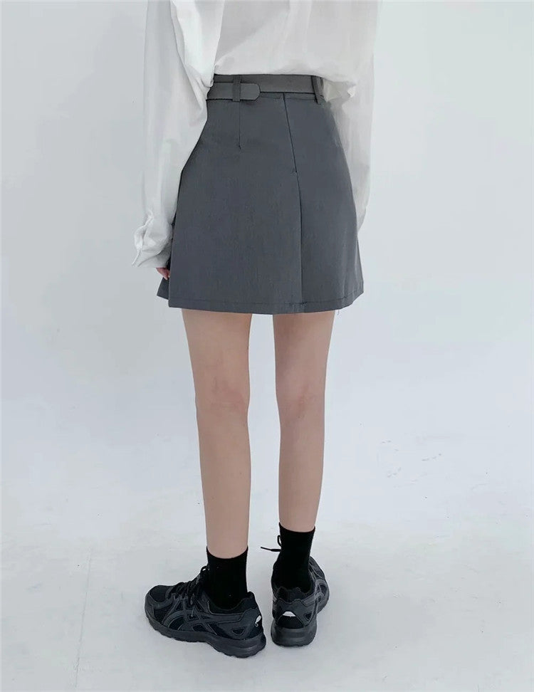 Pure Color Pleated Skirt Short Skirt Women Casual Simple Skirt