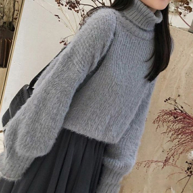 Loose Lotus Root Mohair Outside Wear Sweater For Women