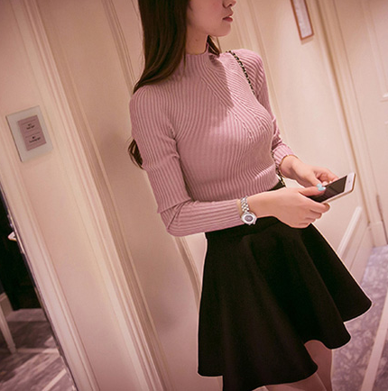 Threaded half-neck sweater sweater women