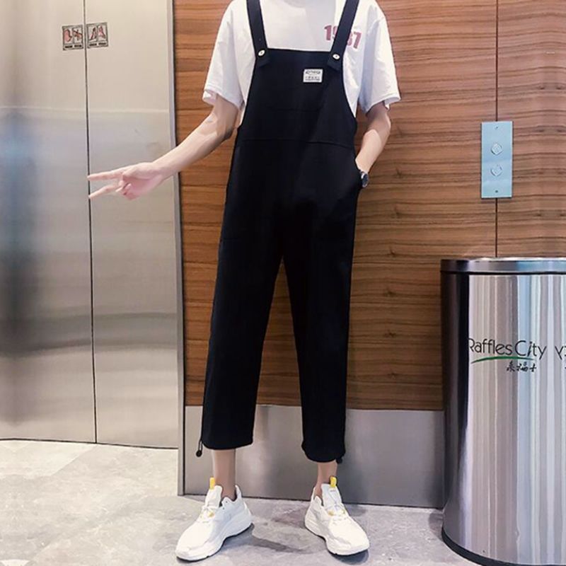 Fashion Men Romper Jumpsuit With Belt Half Sleeve Streetwear