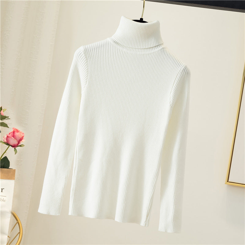 Tight pullover turtleneck sweater for women