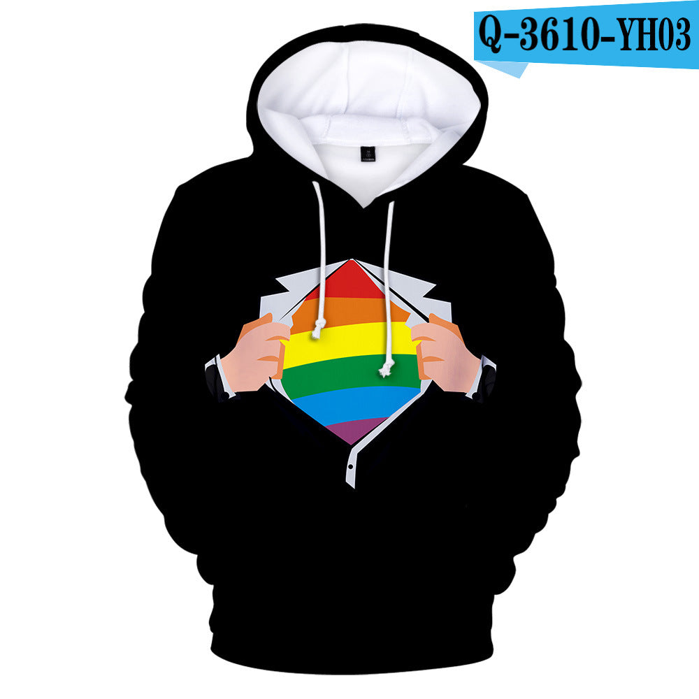 Gay Day Parade Leisure 3D Digital Printing Pullover Hoodie Men And Women