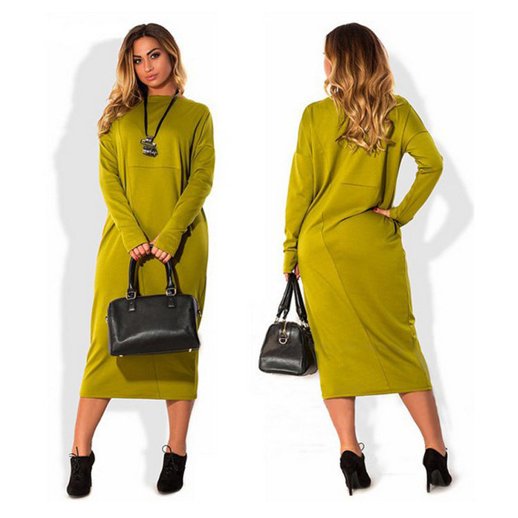 Plus size women's long sleeve dress