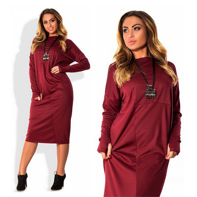 Plus size women's long sleeve dress