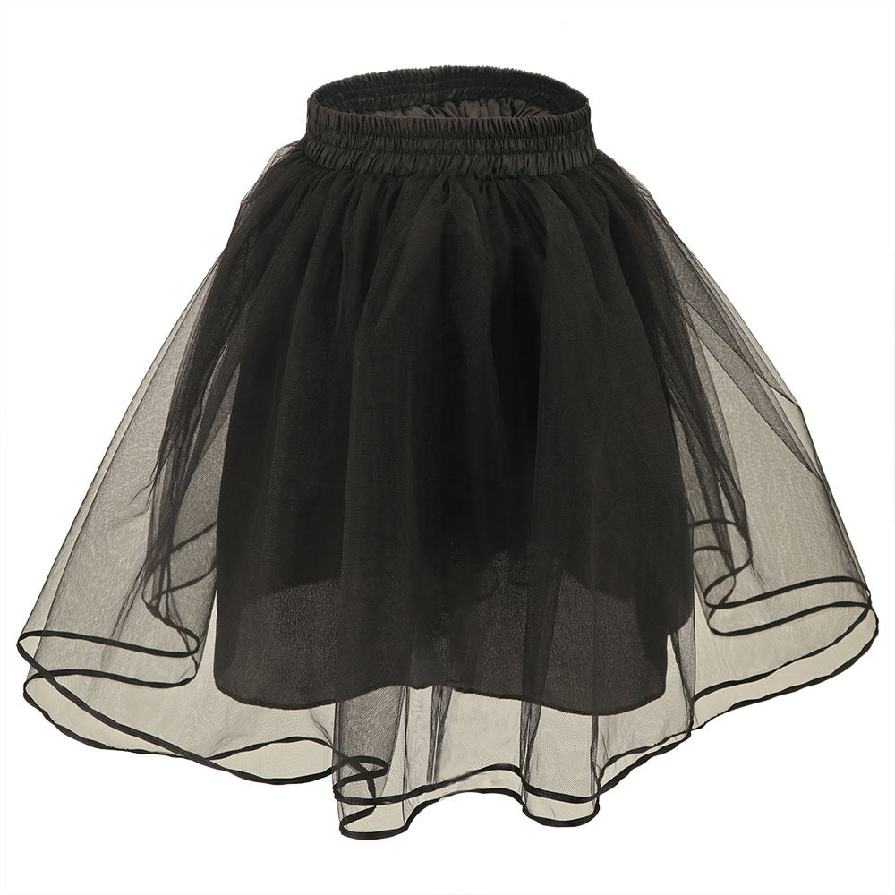 Fashion Women's High Waist Stitching Black Mesh Skirt