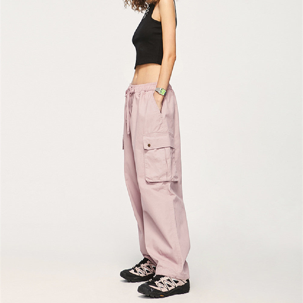 Twill Wide Leg Loose Large Workwear With Pocket Paratrooper Pants