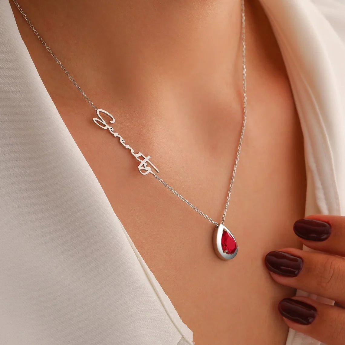 December Birthday Stone Letter Necklace