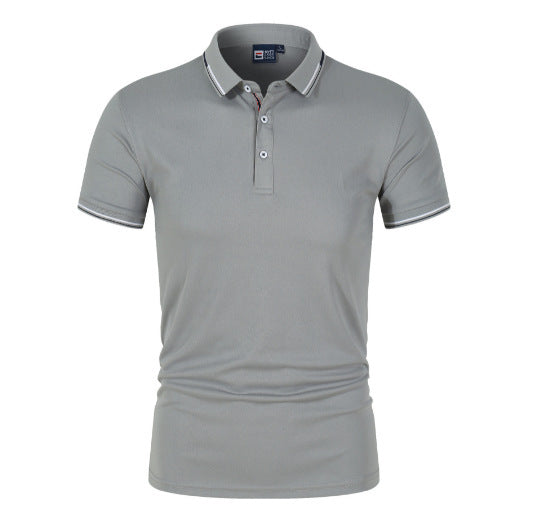 Plain Standing Collar Solid Color Men's Polo Shirt