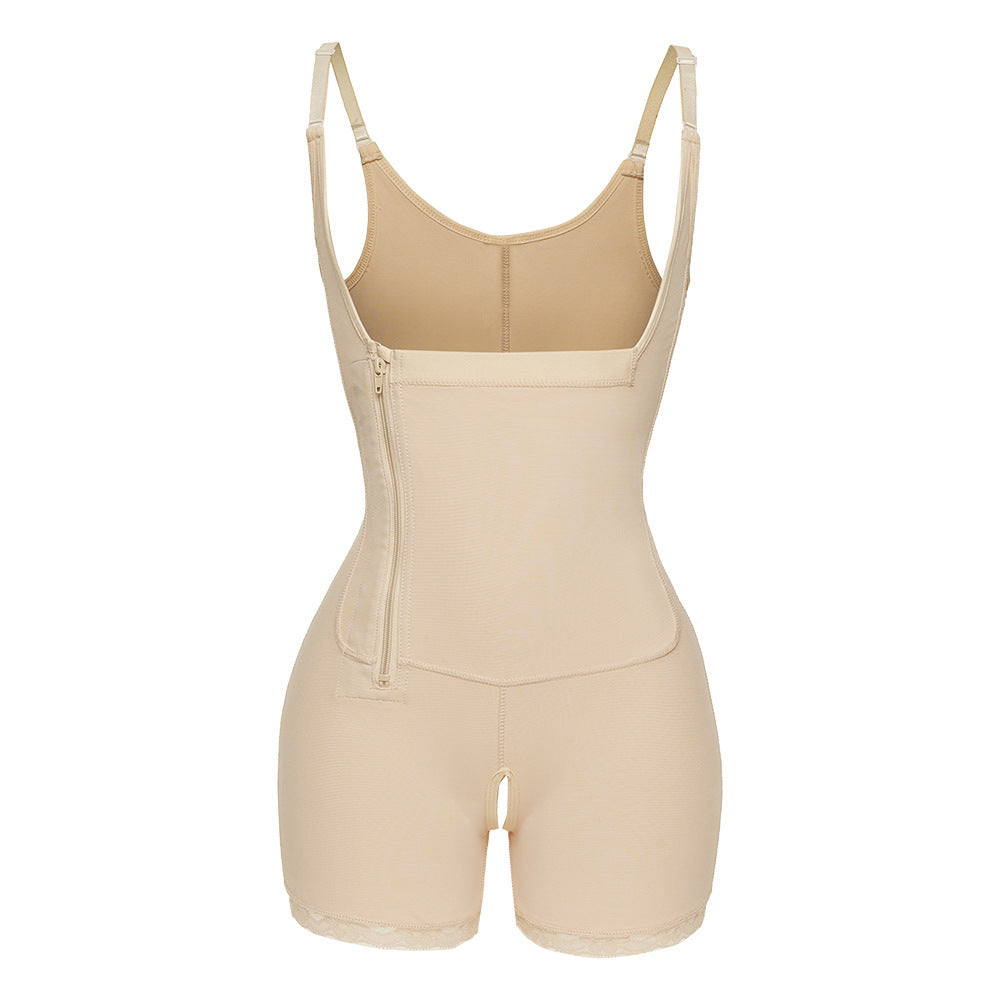 Sling Fat Woman Side Zipper Buckle One-piece Tummy Tuck And Hip Bodysuit