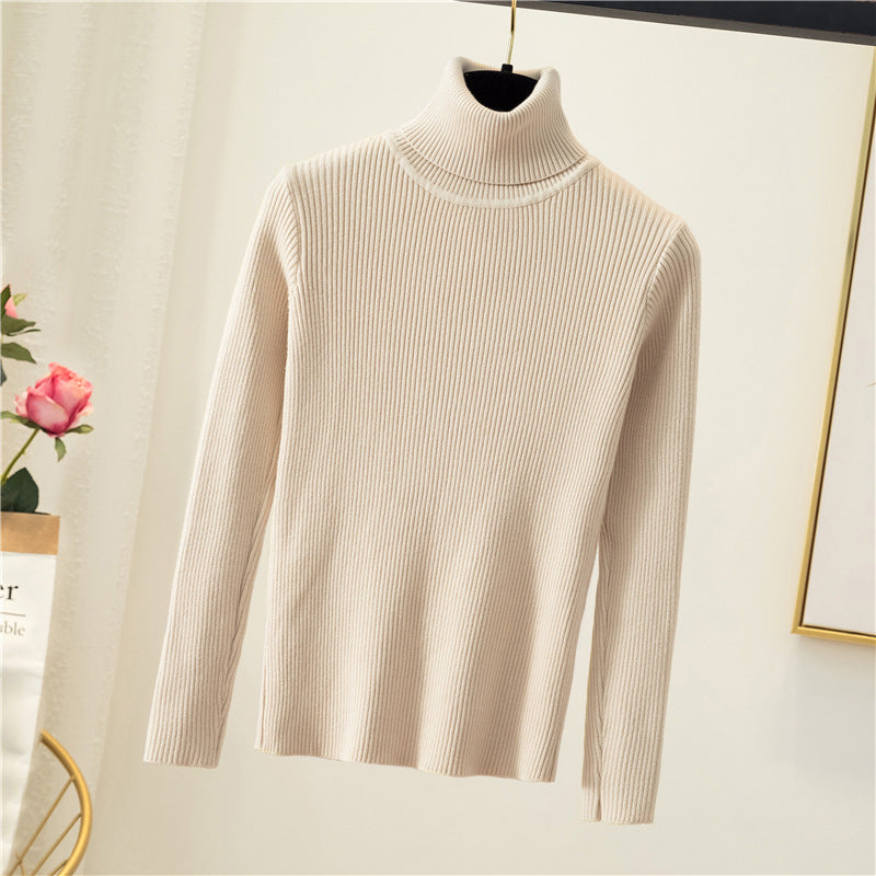 Tight pullover turtleneck sweater for women