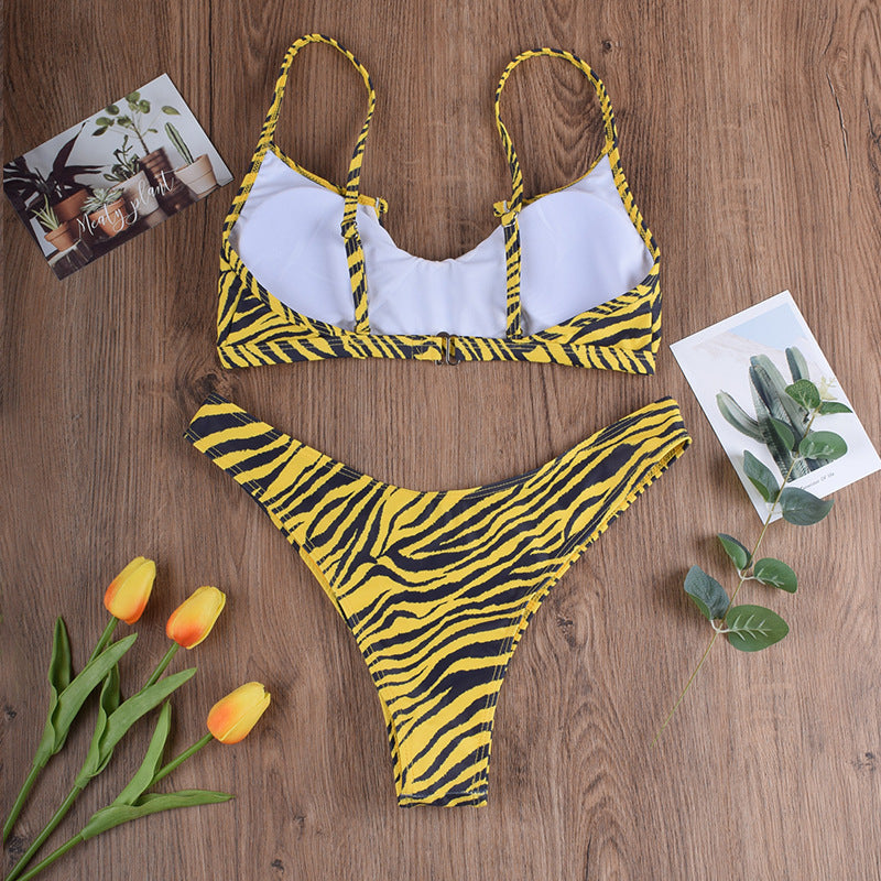 Tube top tiger print women's swimwear