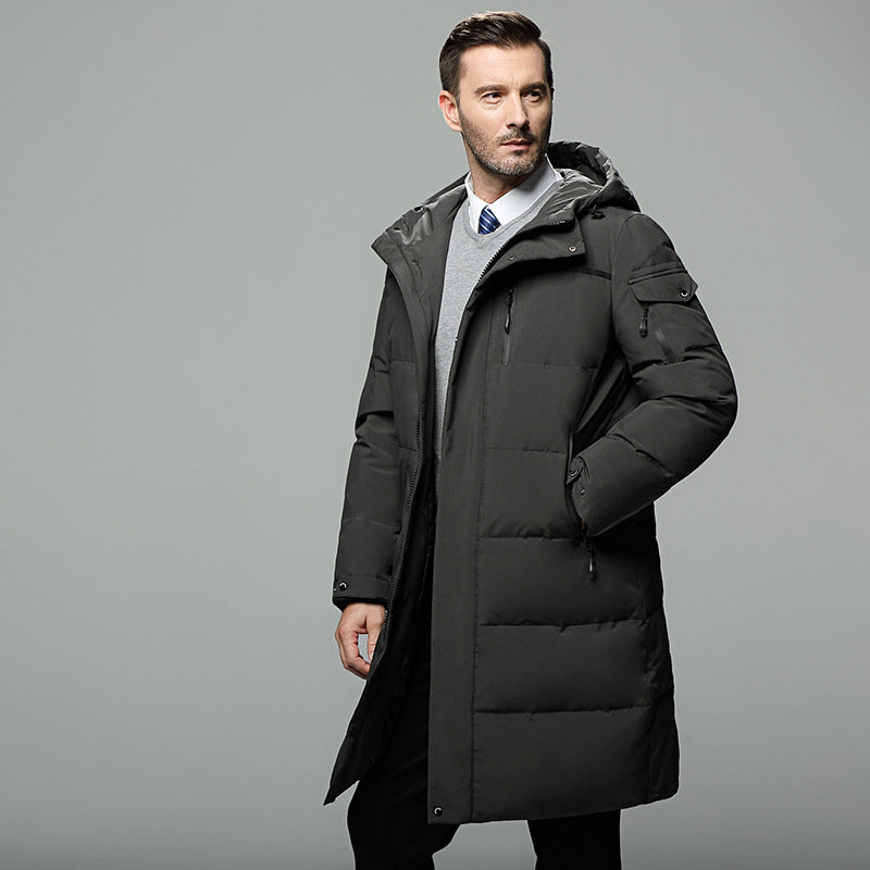 Long padded down jacket for men