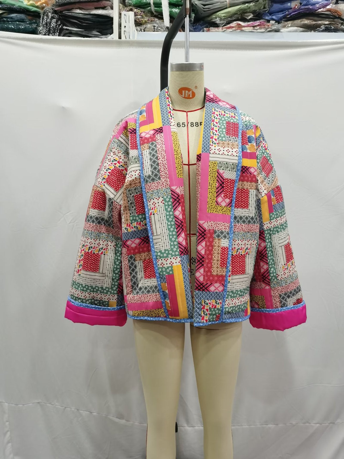 Loose Pattern Print Cotton-padded Jacket Coat For Women