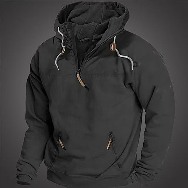 Hooded Solid Color Men's Casual Sweatshirt Thickened Coat