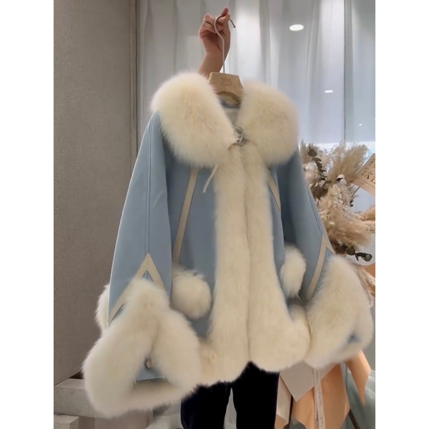 One Piece Patchwork Fur Coat For Women