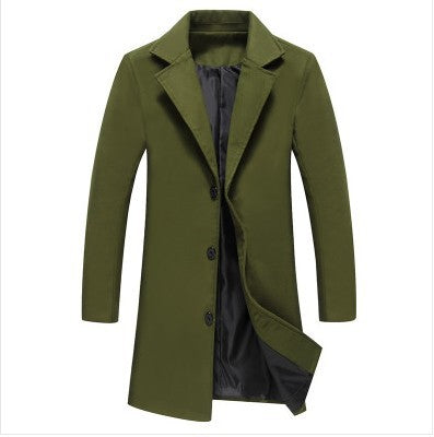 Mens Solid Color Casual Business Woolen Coats