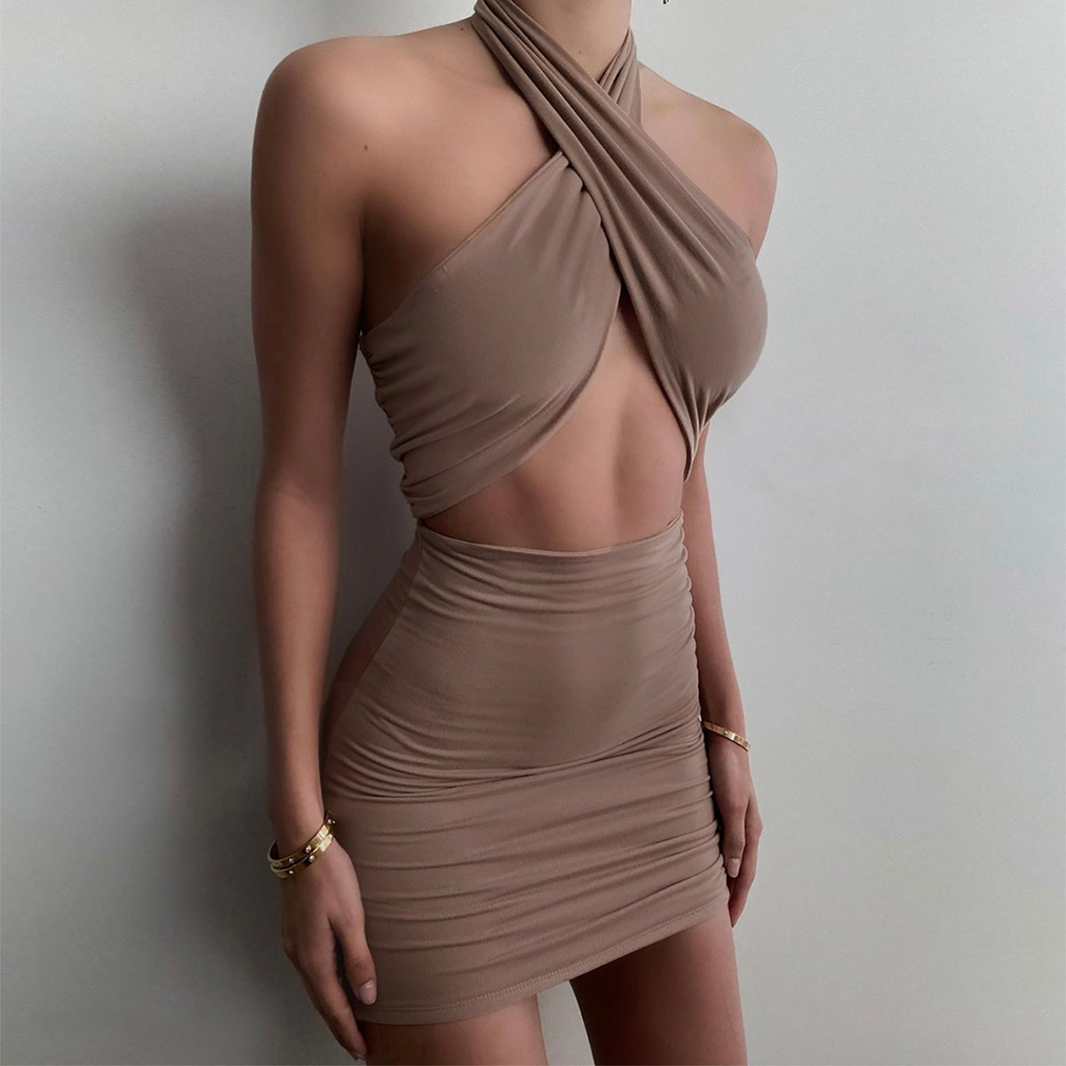 Summer new cross halter dress halter