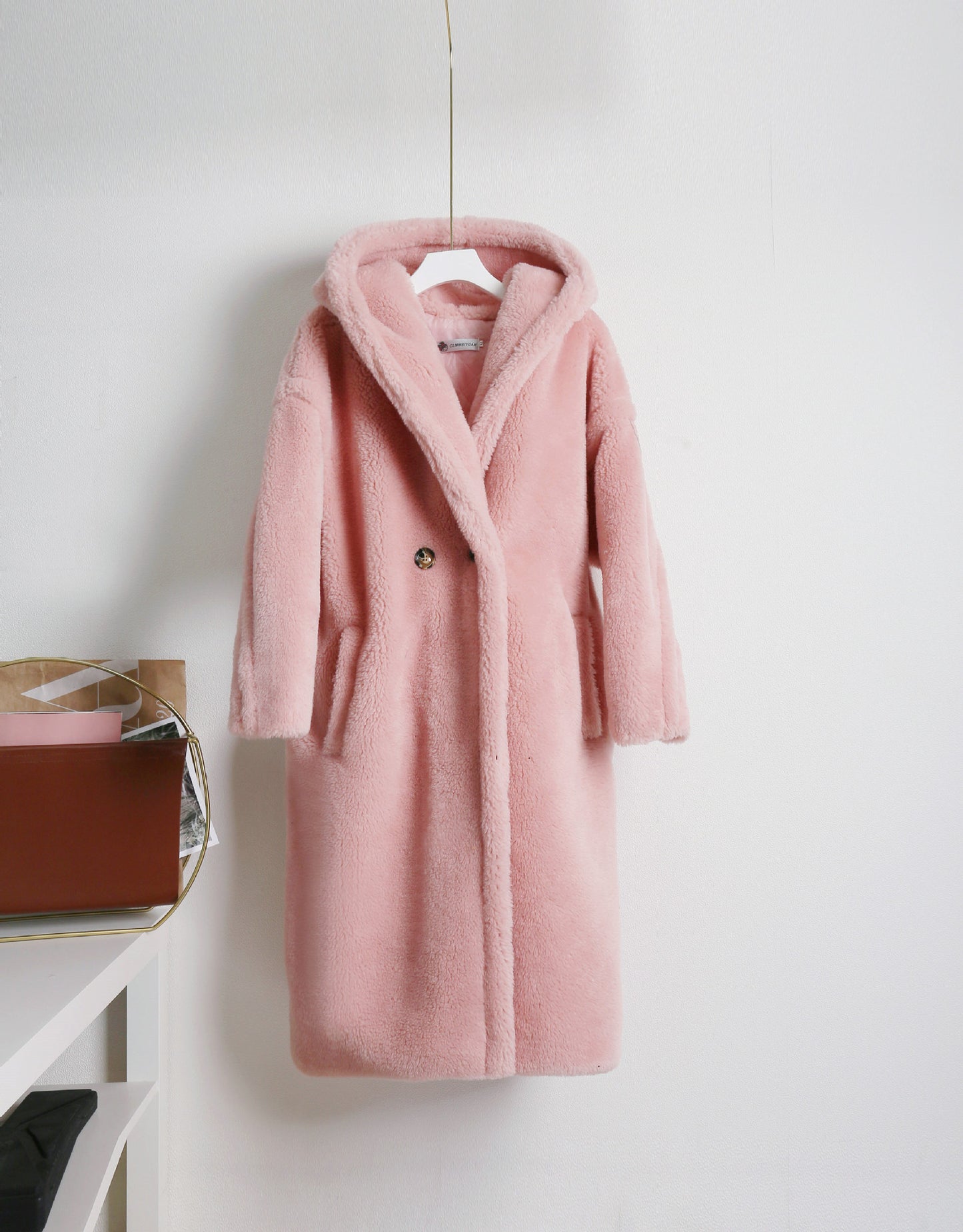 Teddy bear cashmere coat women